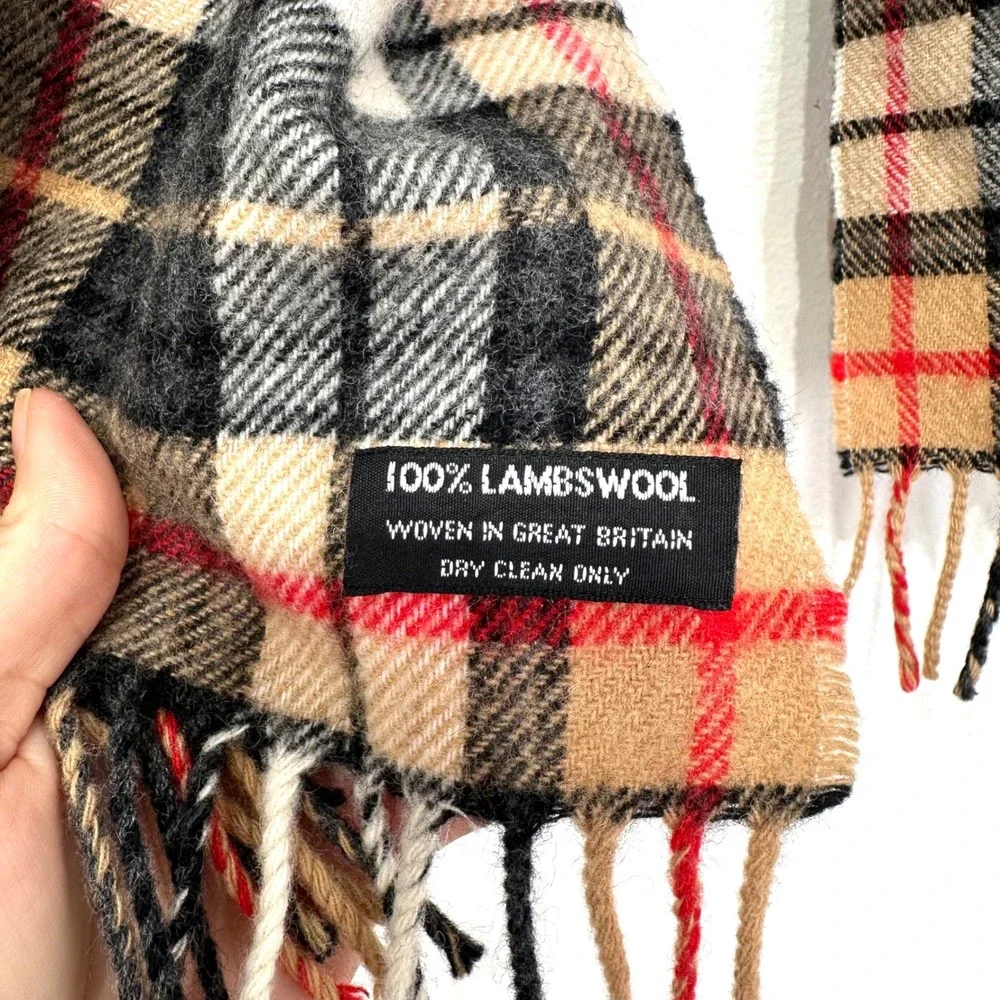 Britain Plaid Wool Tassel‎ Scarf 11.5 x 56
